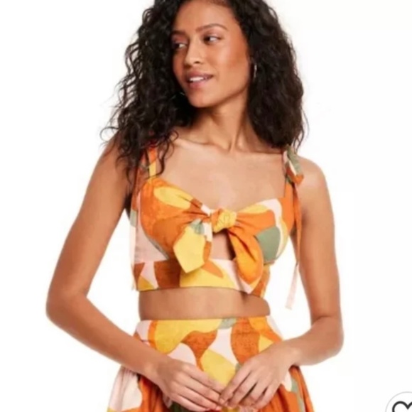 Women's Mixed Paint Print Knotted Crop Tank Top - Fe Noel x Target - Picture 1 of 2